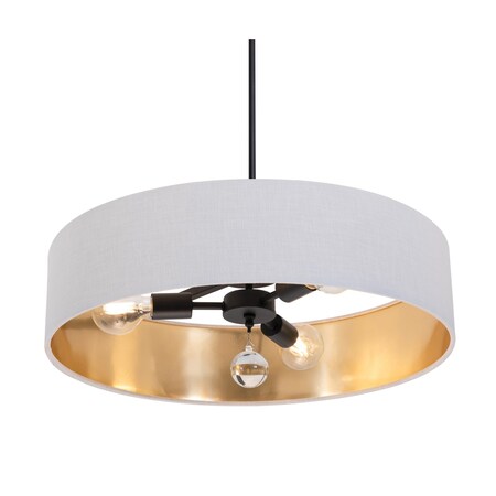 Afx Celine Pendant, 24'', Black Finish, White/Gold Shade CLNP24MBBK-WHGD